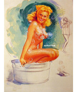 T.N. THOMPSON TOPLESS PIN-UP GIRL 9X12 POSTER SEXY BUBBLE BATH PHOTO PRI... - $19.79