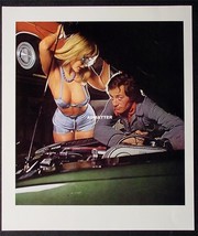 Vintage 2 Sided Pin Up Girl Poster 1 Side Topless! Sexy Mechanic Photo Pinup Art - £4.73 GBP