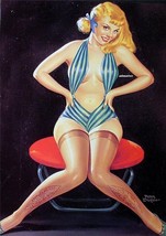 Peter Driben 8.5&quot;X11&quot; Pin Up Girl Poster Fire Hot Sexy Braless Photo Art Print - £10.27 GBP