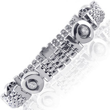 Homme 1 Carat Diamant Brillant Rond Bracelet 14k Blanc Solide Or 45.6g 21cm - £4,566.19 GBP