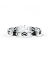925 Sterling Silver Oxidized Engraved Designer Solid Bracelet Jewelry Fo... - €147,86 EUR