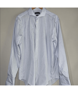 Calvin Klein Light Blue Micro Check Dress Shirt Classic Cotton Business - $13.72