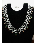 WHITE & GREEN SONORA-WEAVE NECKLACE - $15.00