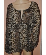 International Concepts Leopard Print Sheer Silk Shirt Size 14  (pb140) - $1,036.45 MXN