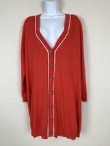 41 Hawthorne Womens Size M Red Stripe Button Up Tunic Cardigan Long Sleeve - $7.15