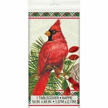 Red Cardinal Christmas Plaid Plastic Tablecover  54 x 84 - £6.25 GBP