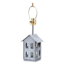 Irvins Country Tinware House Shaped Lamp Base in Weathered Zinc 22 Inches - £71.21 GBP