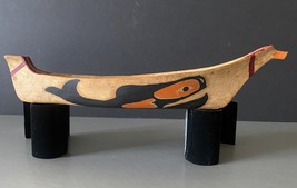 Pacific Northwestern Indian Hand Carved &amp; Painted Canoe Model - $325.00