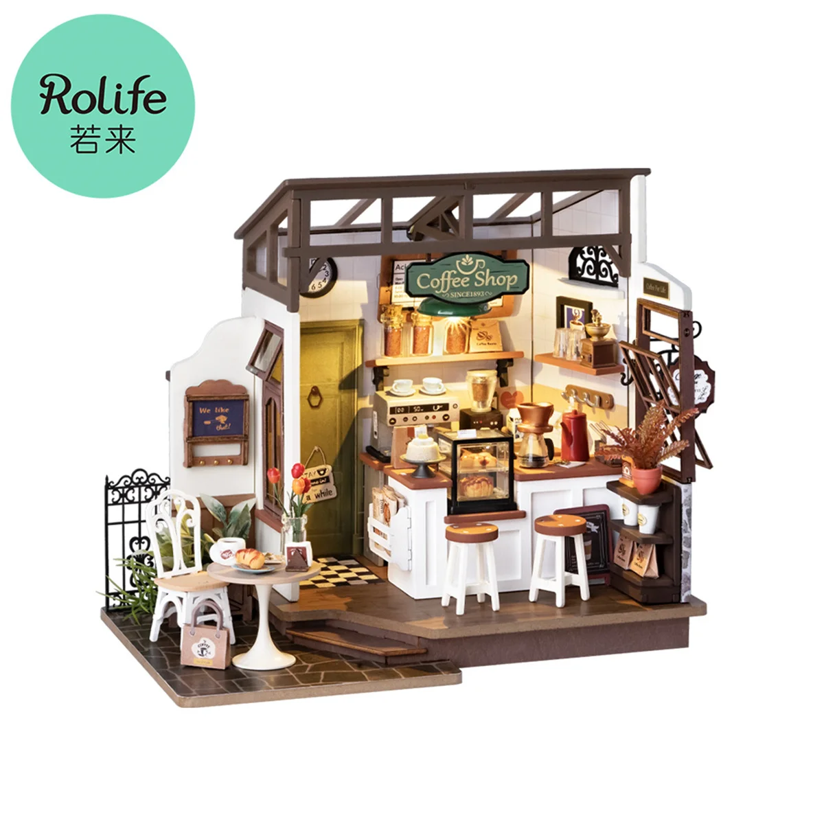 Rolife DIY Mini Dollhouse No 17 Cafe Model Kits DIY Coffee Shop Dollhouse Kids - £60.40 GBP