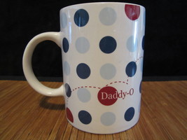 2004 Starbucks Daddy-O Home Run Brown &amp; Blue Polka Dot Coffee Mug Tea Cup 18 oz. - £15.65 GBP