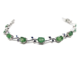 Smaragd Braut Blumenmuster Armband Sterlingsilber Smaragd Armband - £163.74 GBP+