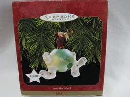 Hallmark 1997 Keepsake Ornament Joy To The World Magic Light Cover Trumpet Globe - £6.96 GBP