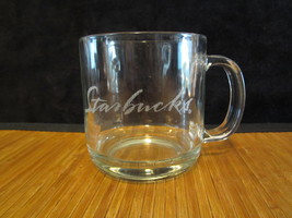 Starbucks Etched Coffee Cup Clear Glass Mug Large Made in the USA 2008 - £11.98 GBP