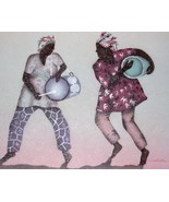 ORIGINAL SIGNED AFRICAN DRUMMERS ART PAINTING WOODVILLE - $3,378.46 MXN