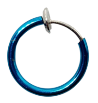 Fake Nose Ring Hoop Spring Aqua Blue Retractable Septum Lip Nose Clip On - £2.74 GBP