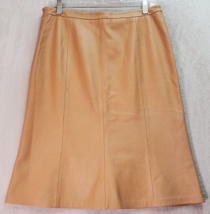 Kasper A Line Skirt Womens Petite 8 Tan 100% Genuine Leather Lined Side Zipper - £11.79 GBP