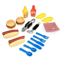 Kids Food Play Set Barbecue 26-Piece Plastic Picnic BBQ Toys Pretend Playset - £35.08 GBP