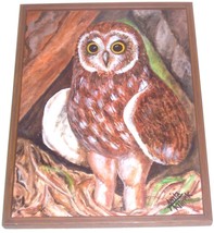 Original Signed Owl Framed Art Painting Anita Klimek - $484.14