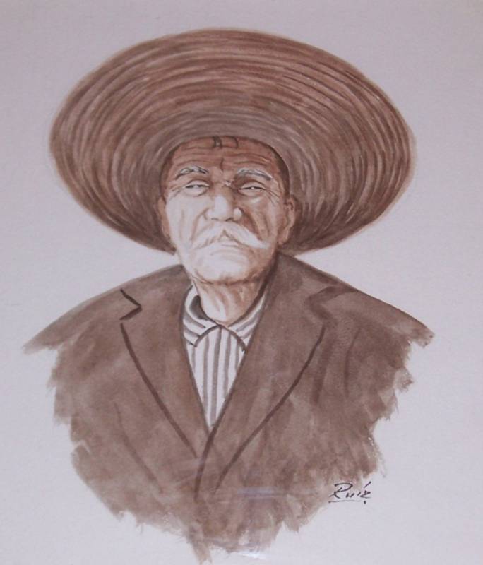 Primary image for ORIGINAL SIGNED RUIZ "PORTRAIT OF A ELDER" LATINO ART