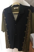 Tommy Bahama Men&#39;s Cotton Blend Shirt Black Green Sleeve Pineapple Detail SZ M - £27.61 GBP