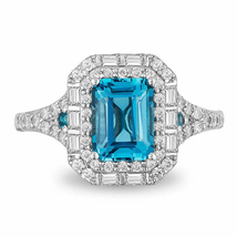 Enchanted Disney Cinderella London Blue Topaz and Diamond Double Engagement Ring - £99.12 GBP