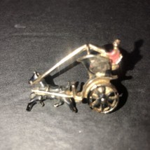 Vintage Enameled Horse Drawn Carriage Pin Brooch - £7.88 GBP
