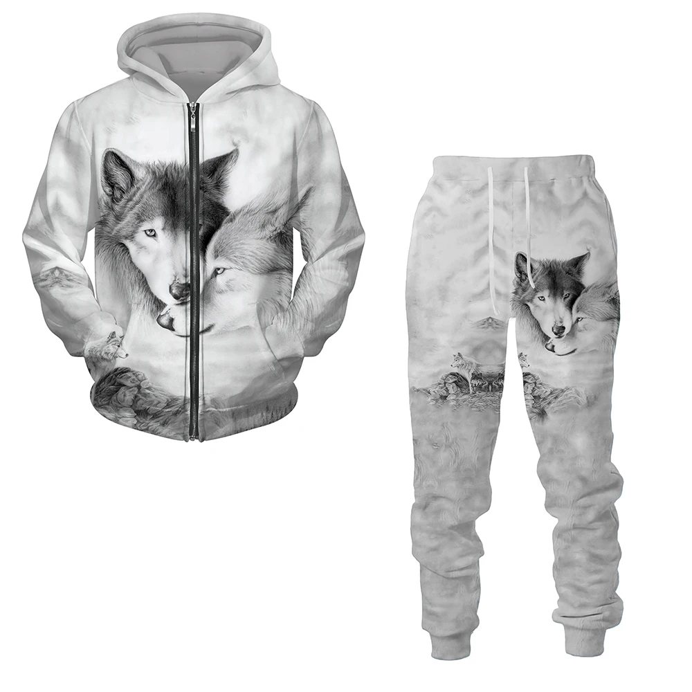 Zipper Hoodie Trauit Men Women 3D Print  Loose Couples Hoodies +Pants Casual Hip - £143.57 GBP