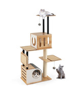 Modern Tall Cat Tower with Double Condos with Dangling Balls and Sisal C... - $4,315.99 MXN