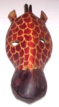 Original Kenya Handcrafted Giraffe Ink Print Wood Wall Mask - $84.39