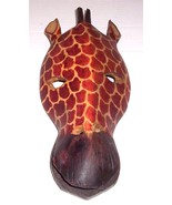 Original Kenya Handcrafted Giraffe Ink Print Wood Wall Mask - $84.39