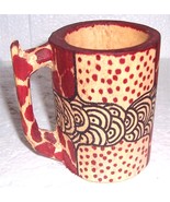 Original Mombasa, Kenya Handcrafted Giraffe Print Wood Animal Mug Akamba... - $53.05