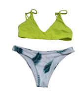ZAFUL Women&#39;s Tropical Leaf Print Adjustable Strap 2 Pc Bikini Set Swimsuit -Sz4 - £9.24 GBP