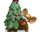 Homco Brown Mouse with  Christmas Tree Porcelain Figurine 4 in VTG - $12.65