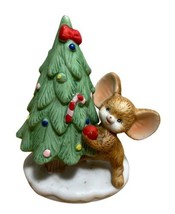Homco Brown Mouse with  Christmas Tree Porcelain Figurine 4 in VTG - £10.11 GBP