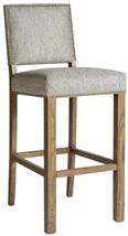 Counter Stool Weston Gray Fabric Weathered Oak Birch Wood Neutral Upholstered - £662.66 GBP