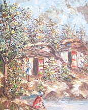 Original &amp; Signed Ludovic J. Simpson  Haitian Art Village Scene Painting Haiti - £606.48 GBP