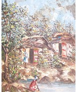 Original &amp; Signed Ludovic J. Simpson  Haitian Art Village Scene Painting... - €664,24 EUR