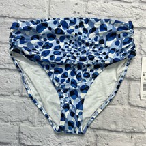 Tahari Womens Shirred High Waist Bikini Bottom Blue Dot Size XL New - £22.51 GBP