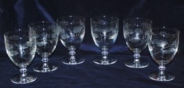 Set of Six Handcrafted, Wheel Cut, Water Ice Tea Glasses 10 oz Stems (Me... - $99.99