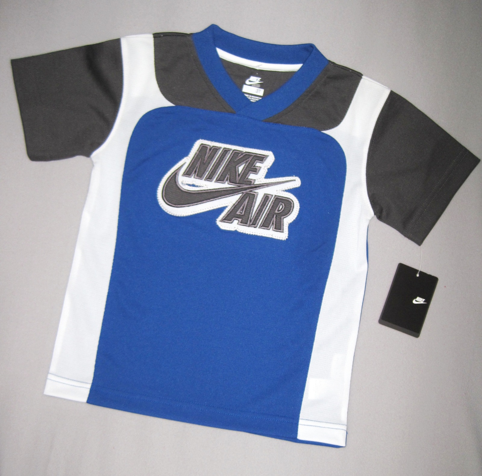 BOYS 4T - Nike - Nike Air Blue, Charcoal & White Short-Sleeved SPORTS JERSEY - $25.00