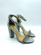 Jewel Badgley Mischka Mayra Block-Heel Dress Sandals- Silver, US 7M - $45.09