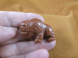 (Y-BUF-566) little orange Goldstone BUFFALO bison gemstone carving gem f... - $14.01