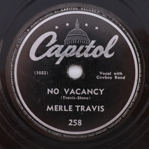 Merle Travis – No Vacancy / Cincinnati Lou - 1946 10&quot; 78 rpm Shellac Record 258 - £9.91 GBP