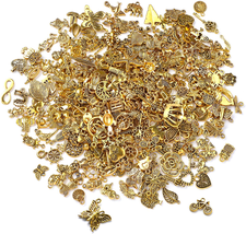 350Pcs Antique Gold Charms Bulk Lots Jewelry Making Charms Assorted Pendants for - $21.47