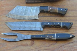 damascus hand forged knife and fork BBQ hunting set From The Eagle Collectio7394 - £77.66 GBP