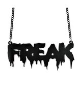 FREAK NECKLACE 4&quot; Large Black Acrylic Statement Pendant Fun Night Club G... - €7,84 EUR