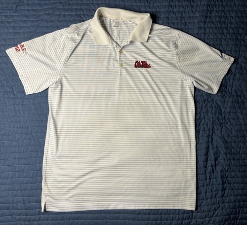 Nike Ole Miss Rebels Golf Tour Dri Fit Polo Shirt Men’s XL Striped 58574... - $30.00