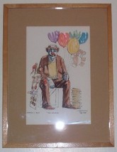 Rare 1978 Circus Clown "The Vendor" Litho Print Hammond - $191.64