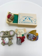 Vintage Hallmark &amp; Russ Mouse Lot Pins Figurine Merry Miniatures Box Mic... - £7.57 GBP