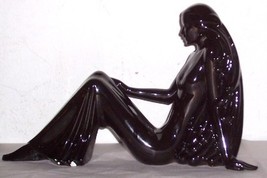 RARE CERAMIC ART DECO BLACK SILHOUETTE OF A WOMAN - $288.18